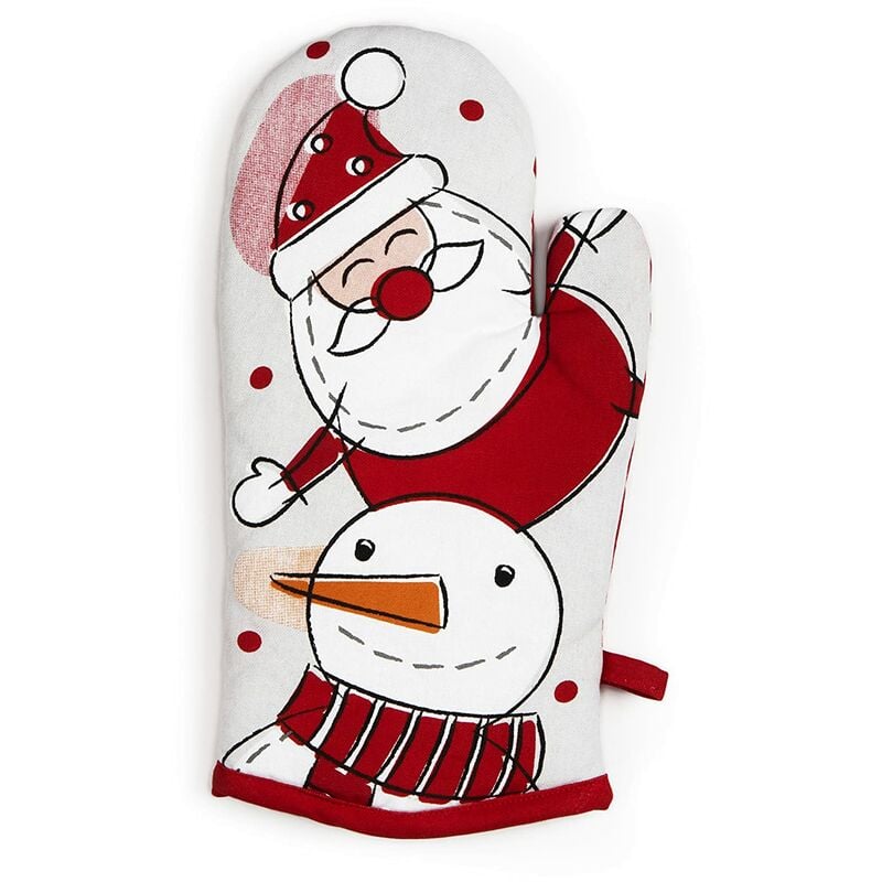 foto del prodotto snowman guanto da forno, cotone, decoro natalizio, cm. 32,5 x 16,5 excelsa