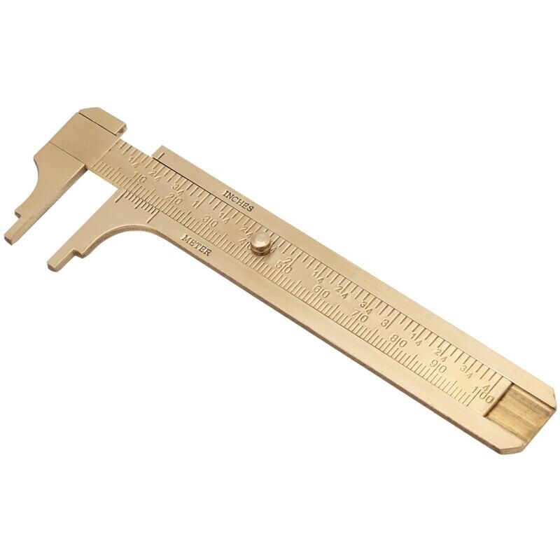foto del prodotto snq 1 pz calibro scorrevole in ottone calibro a corsoio righello strumento di misurazione doppia scala mm pollici 100 mm 