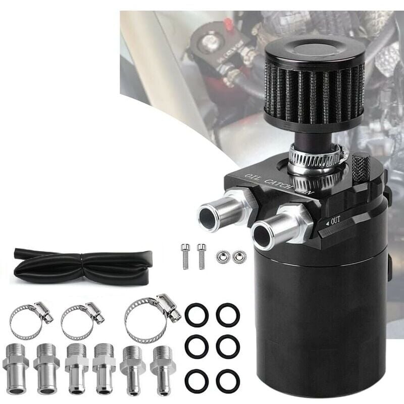 foto del prodotto snq 1 set di contenitori per olio neri per auto, accessori in lega di alluminio, serbatoio per olio da 300 ml, serbatoio per olio