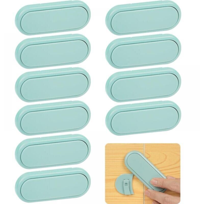 foto del prodotto snq 10 blu serrature di sicurezza per porte per bambini, 10 pezzi serrature di sicurezza per armadietti per bambini, chiusure di sicurezza per