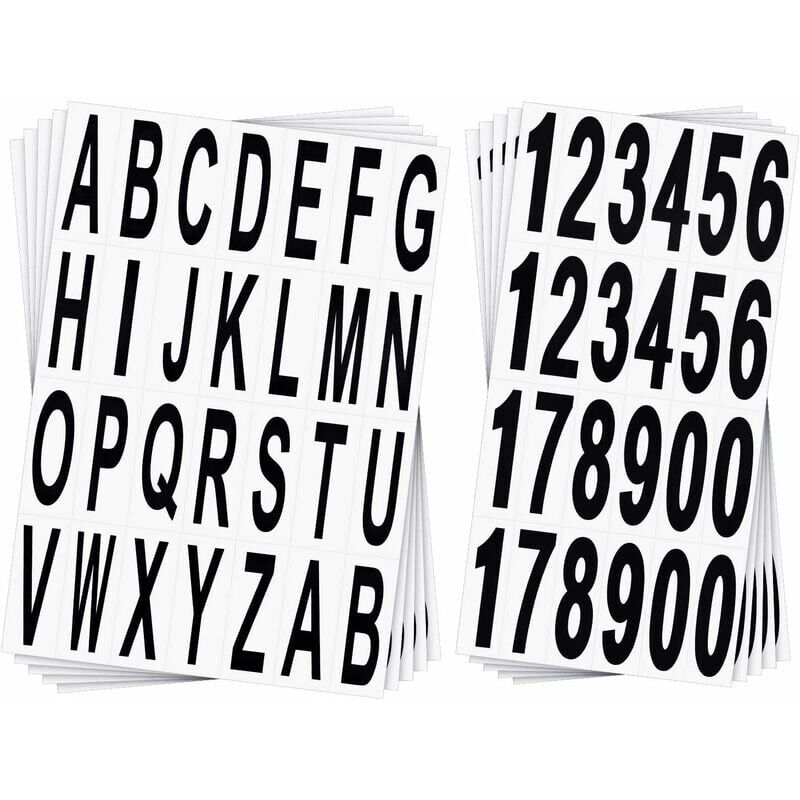 foto del prodotto snq 10 fogli adesivi per lettere e numeri in vinile nero per case, appartamenti, indirizzi, finestre, porte, auto, camion