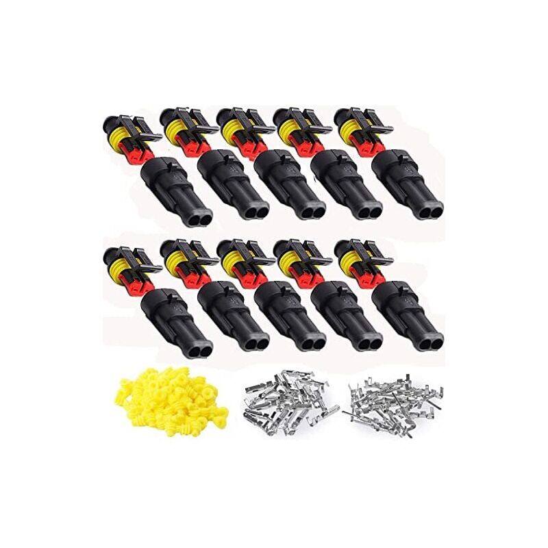 foto del prodotto snq 10 kit di connettori elettrici impermeabili per auto a 2 pin, spina impermeabile per auto, antipolvere, isolata e sigillata,
