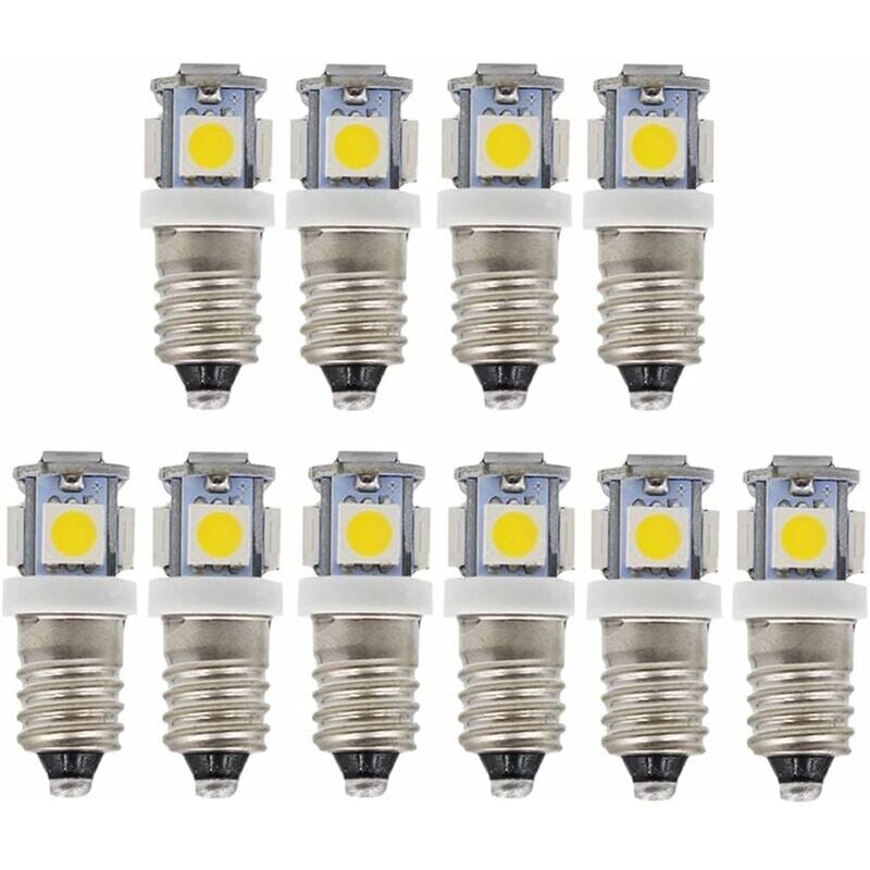 foto del prodotto snq 10 lampadine led e10 12v bianco freddo 5smd 0,5w 50lm bianco freddo 