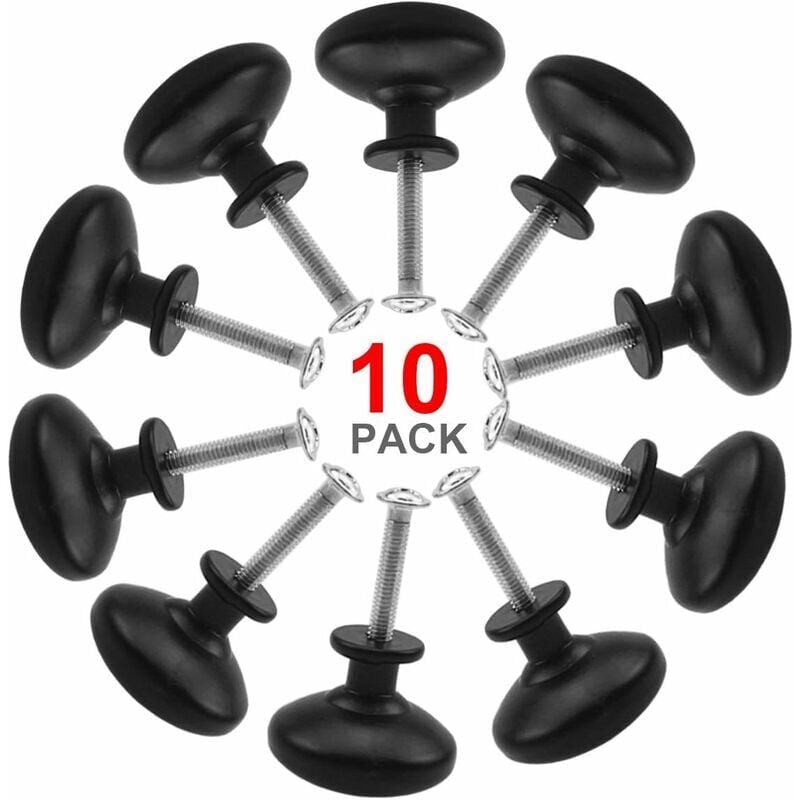 foto del prodotto snq 10 maniglie nere per ante e cassetti, pomelli per mobili da 30 mm, pomelli rotondi unici per cassetti, pomelli per porte, maniglie per mobili