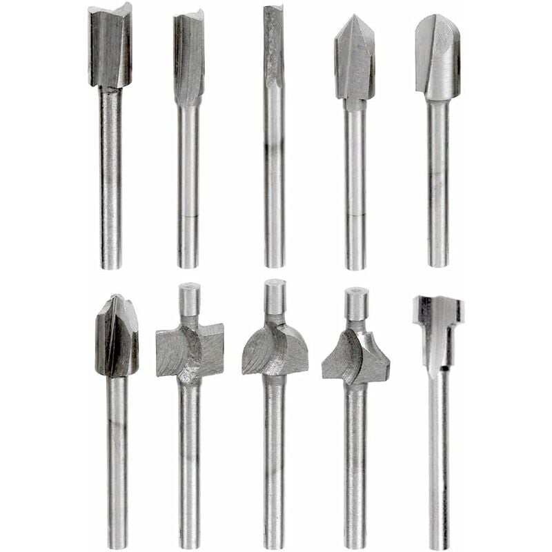 foto del prodotto snq 10 pezzi 3mm 1 8 mini gambo hss punte per fresa per falegnameria frese per lavorazione del legno per utensili rotanti dremel foredom