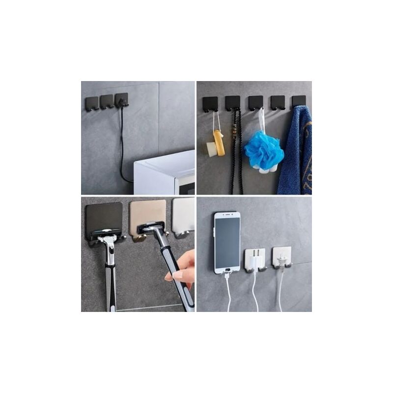 foto del prodotto snq 10 pezzi ganci per rasoio domestico resistenti e adesivi ganci anti foratura supporto per rasoio da parete