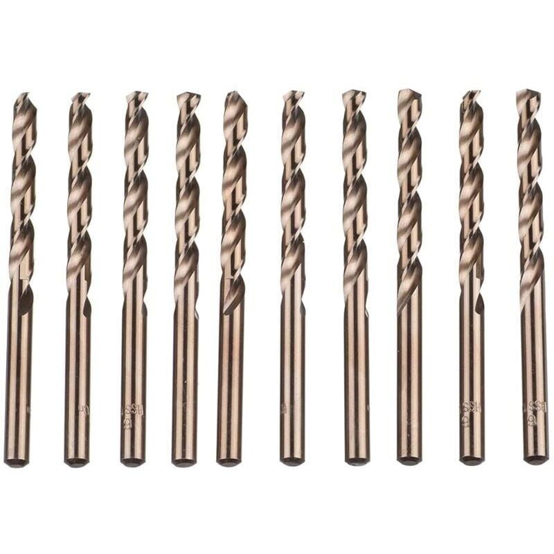 foto del prodotto snq 10 pezzi m35 hss punte elicoidali in cobalto e oro metriche in acciaio rapido 6 mm x 93 mm per forare acciaio inossidabile e metallo