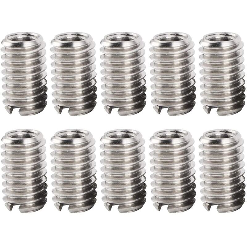 foto del prodotto snq 10 pezzi m4 x 0,7 mm filettatura femmina m6 x 1 mm filettatura maschio inserti dado di riduzione in acciaio inossidabile per computer lampade
