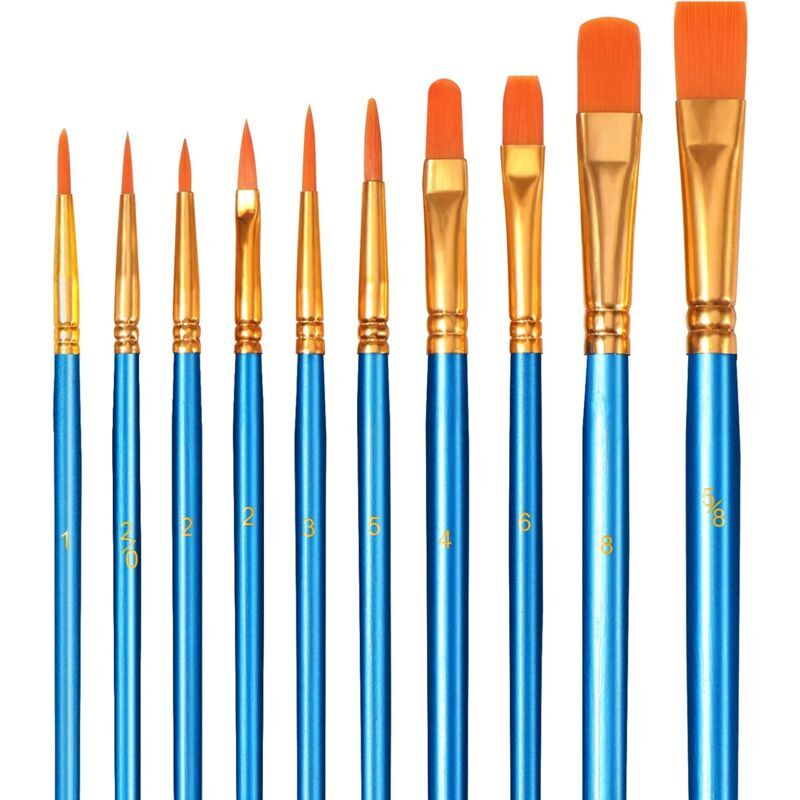 foto del prodotto snq 10 pezzi pennelli per pittura acrilica brencco pennelli in nylon per artisti, set di pennelli per acquerello e olio per acrilico, guazzo,