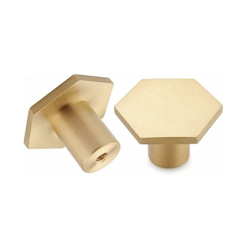 foto del prodotto snq 10 pezzi pomelli per mobili in ottone spazzolato pomelli per cassettiere dorati per armadietti credenza camera da letto bagno cucina esagono 