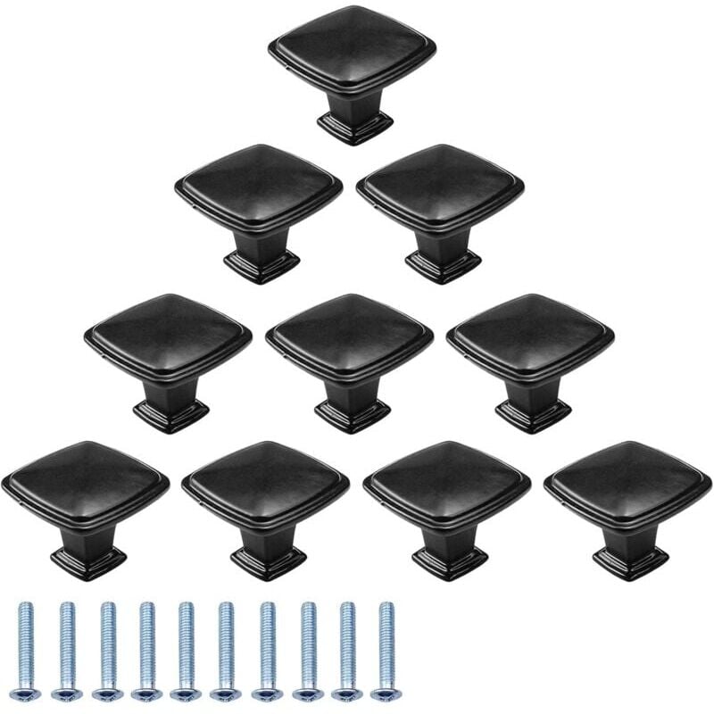 foto del prodotto snq 10 pezzi pomelli per mobili neri maniglie per cassetti pomelli per porte maniglie per armadietti quadrati pomelli per cassetti rotondi con foro