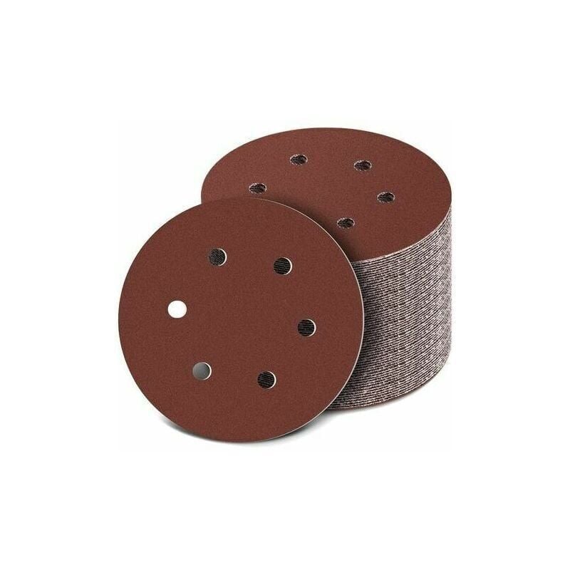 foto del prodotto snq 100 dischi abrasivi grana 40 800 dimensione 150 mm disco abrasivo ideale per levigare e rimuovere la ruggine 6 fori 