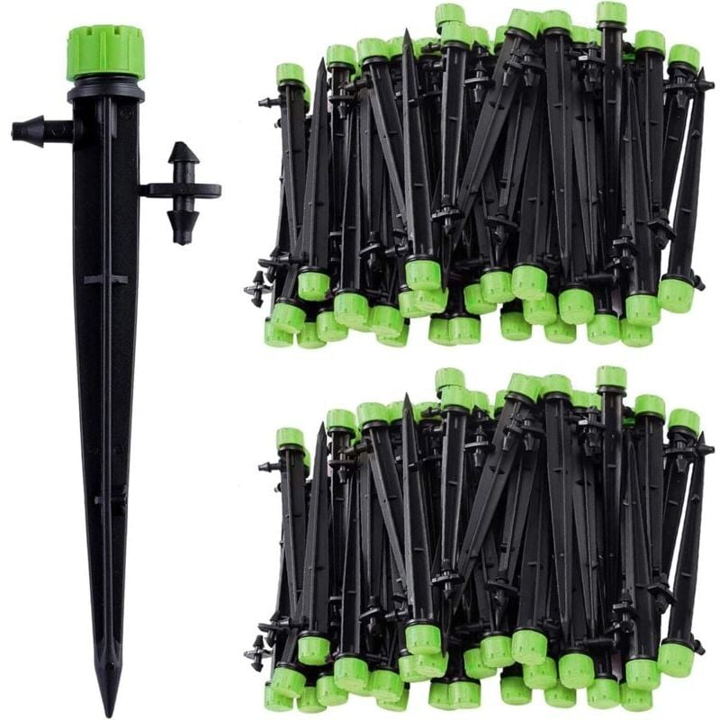 foto del prodotto snq 100 irrigatori per irrigazione a goccia micro, 360 gradi, 8 fori, emettitori per irrigazione a flusso d acqua per tubo da 1 4 4 7 mm , per