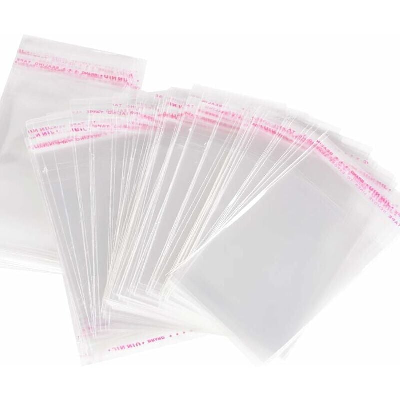 foto del prodotto snq 100 pezzi piccoli sacchetti di plastica trasparente per caramelle sacchetti di cellophane autoadesivi sacchetti di imballaggio per biscotti