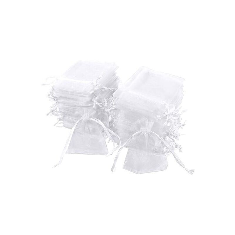 foto del prodotto snq 100 sacchetti di organza bianchi, 7 x 9 cm, sacchetti regalo di organza, sacchetti per gioielli, sacchetti per matrimonio, sacchetti di