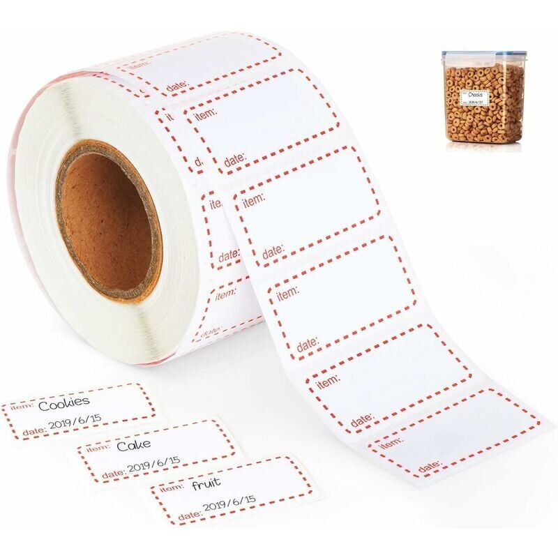 foto del prodotto snq 1000 etichette per alimenti surgelati in rotolo, etichette data autoadesive 50x25 mm, rimovibili e impermeabili, bianche e rosse