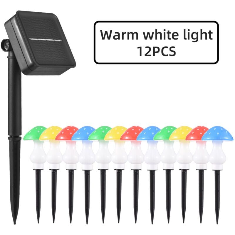 foto del prodotto snq 12 luci led a fungo solari 8 modalit ip65 bianco caldo da giardino