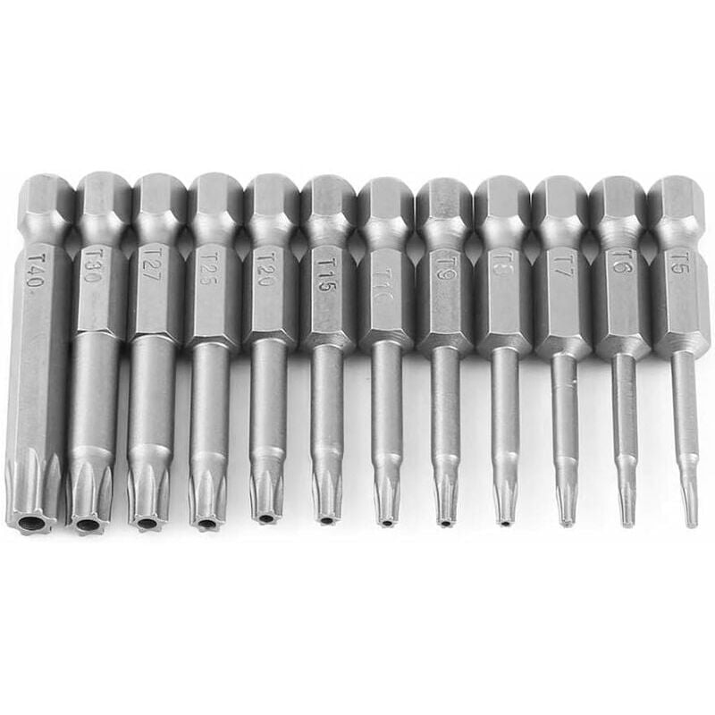 foto del prodotto snq 12 pezzi 1 4 pollice cacciavite a testa torx t5 t40 con gambo esagonale set di cacciaviti a stella a 6 punte di sicurezza antimanomissione