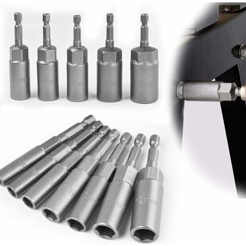 foto del prodotto snq 12 pezzi presa per cacciavite magnetico 6 19 mm adattatore esagonale magnetico per cacciavite elettrico, chiave a bussola in lega di acciaio al