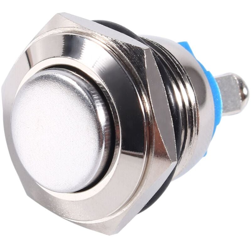 foto del prodotto snq 12v 16mm interruttore a pulsante momentaneo in metallo impermeabile per auto interruttore clacson on off argento