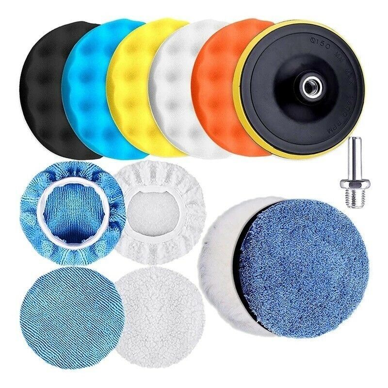 foto del prodotto snq 13 pezzi 5 150mm spugna lucidante tampone lucidante in lana con adattatore per lucidatura auto