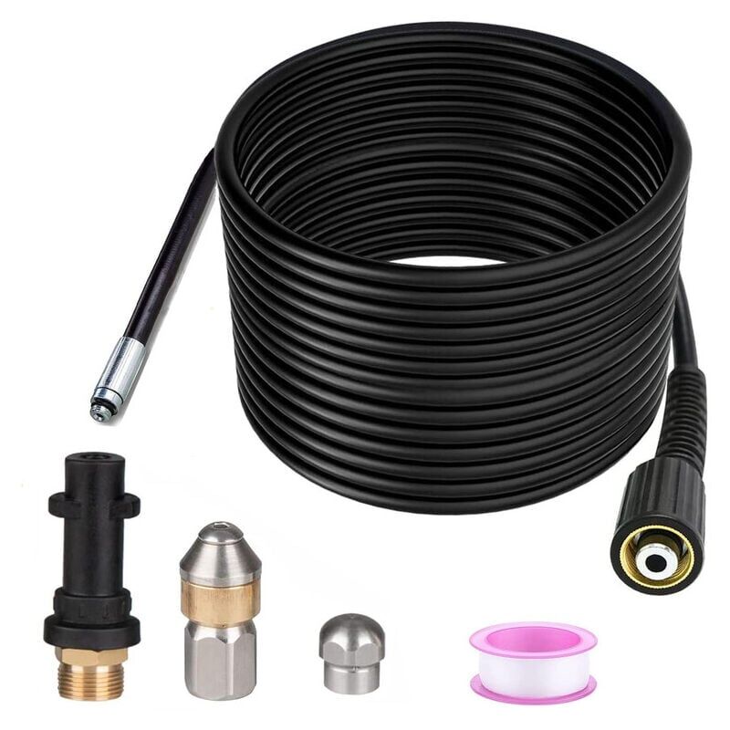 foto del prodotto snq 15m di sbloccaggio scarichi, per idropulitrice ad alta pressione karcher, sbloccaggio scarichi professionale compatibile k2 k7 hd hds 400bar