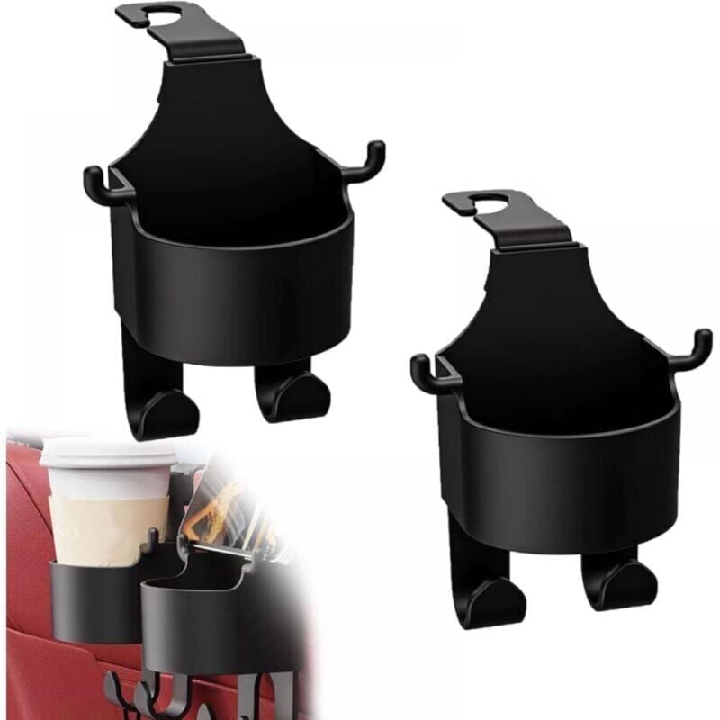 foto del prodotto snq 2 confezioni ganci per schienale sedile auto portabicchieri 2 in 1 ganci poggiatesta portabicchieri supporto poggiatesta ganci per schienale