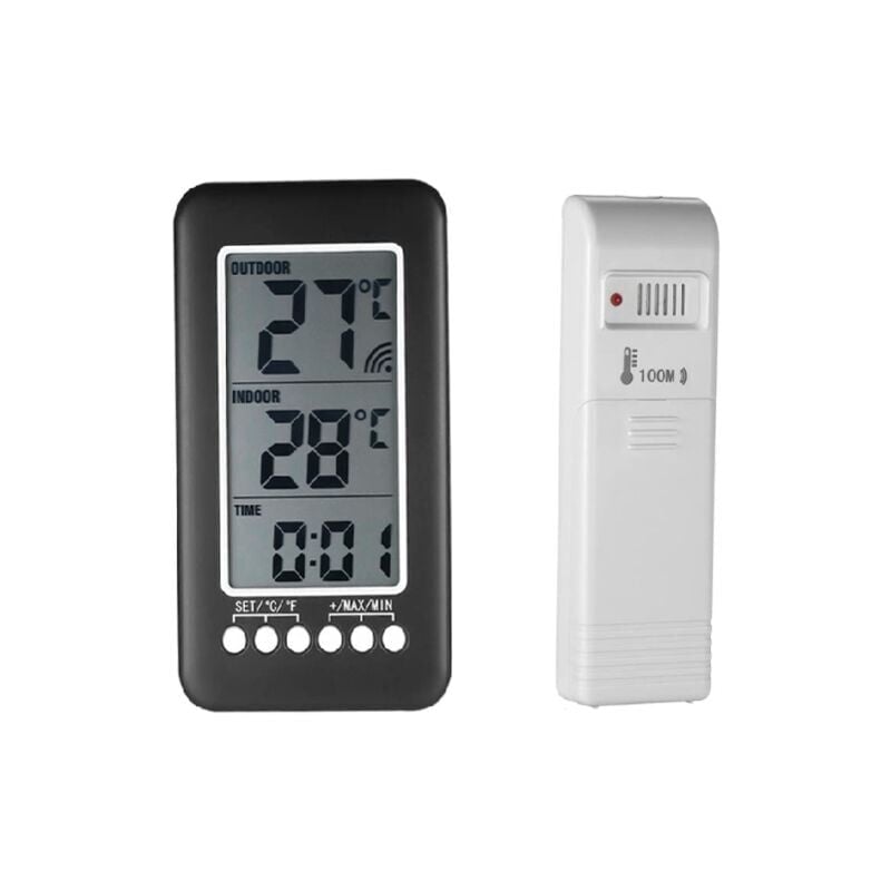 foto del prodotto snq 2 in 1 termometro wireless per interni ed esterni orologio termometro lcd termometro digitale per interni esterni orologio misurazione