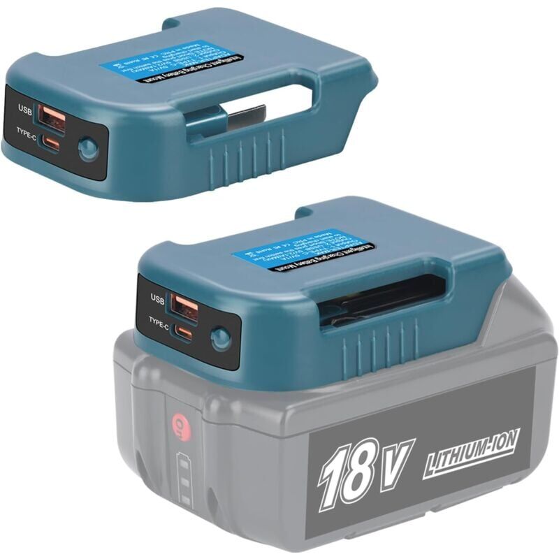 foto del prodotto snq 2 pack adaptateur chargeur usb compatible pour batterie ma kita li ion 18v bl1830 bl1860 bl1850 bl1815, avec interface de charge rapide usb et