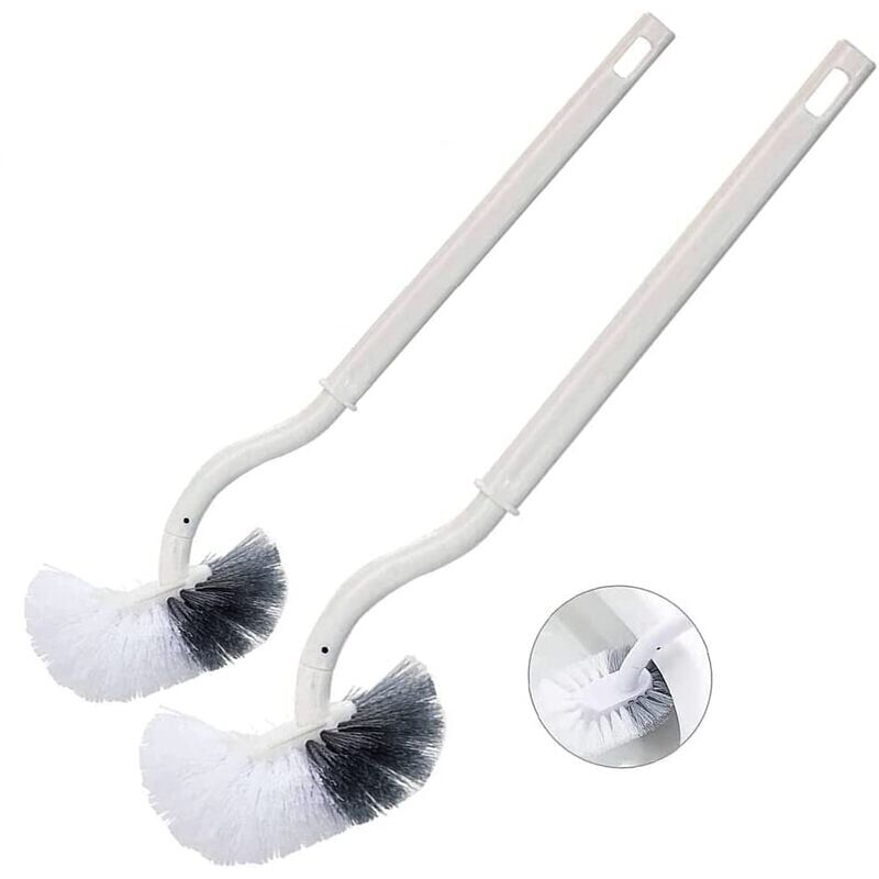 foto del prodotto snq 2 pezzi scopino per wc scopino per wc manico lungo scopino per wc in plastica con setole resistenti per la pulizia profonda del wc bianco