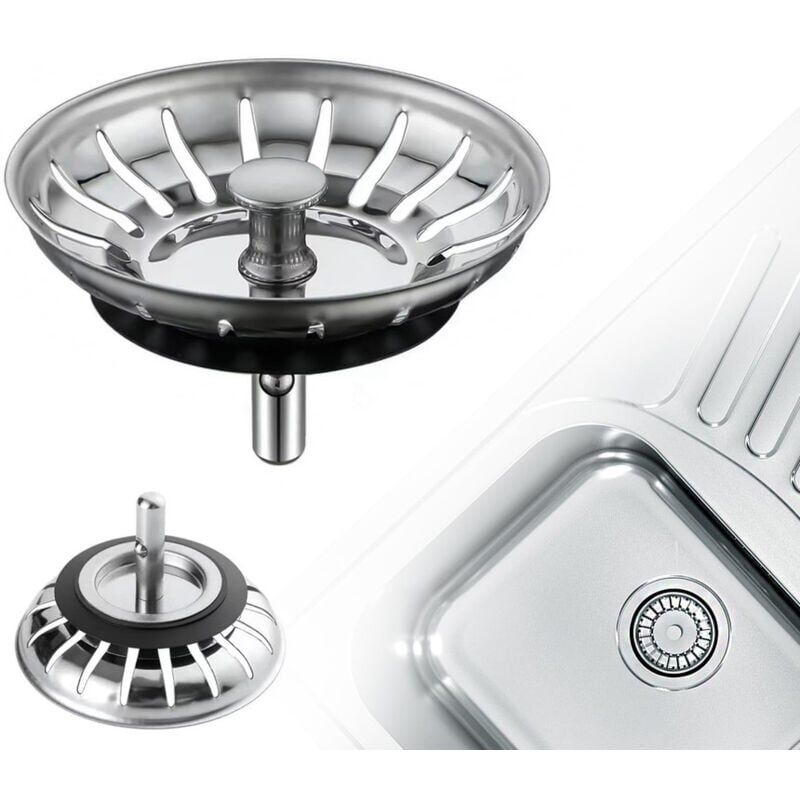 foto del prodotto snq 2 pezzi tappo lavello cucina in acciaio inox filtro lavello universale diametro 78 mm , tappo lavello con, griglia lavello anti blocco,