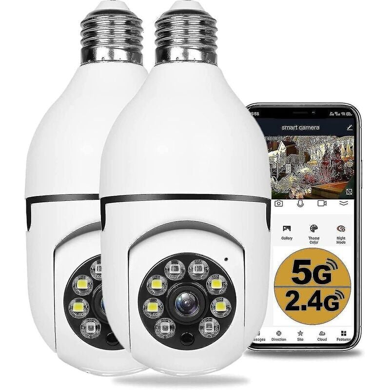 foto del prodotto snq 2 telecamere di sicurezza wireless a 360 gradi per esterni, telecamera con lampadina wi fi, telecamere wireless 1080p per la sicurezza domestica