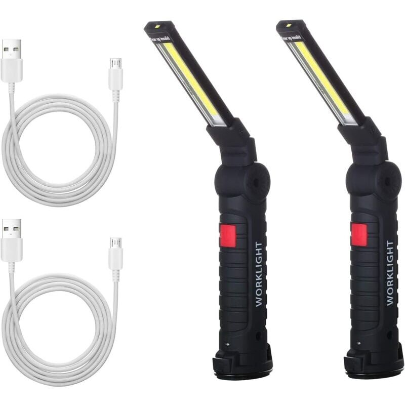foto del prodotto snq 2 x lampe de travail cob baladeuse led rechargeable lampe atelier cob torche lampe de poche lampe de travail baladeuse led avec base magn tique