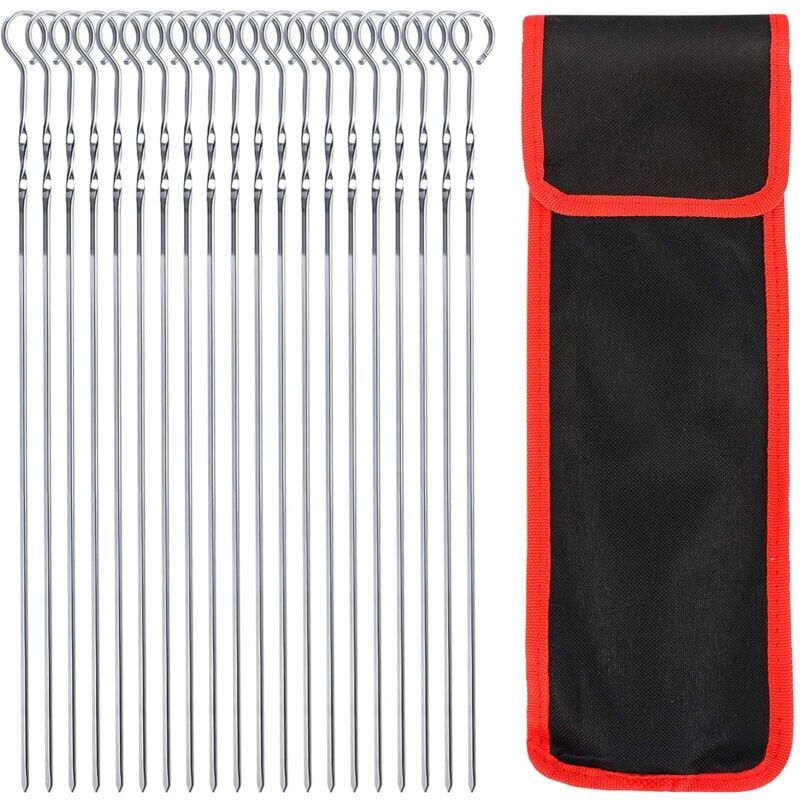 foto del prodotto snq 20 pezzi spiedini in acciaio inox per barbecue, spiedini piatti in metallo 36 cm