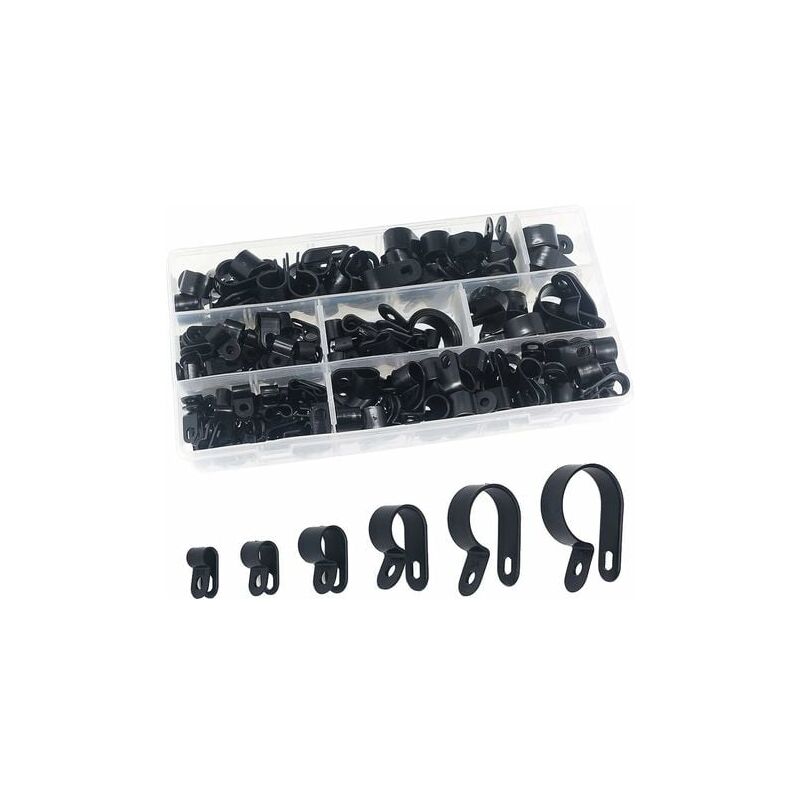 foto del prodotto snq 200 pezzi di clip in plastica di nylon elementi di fissaggio per condotte, cavi, condotti e guaine 5 6 10 13 19 23 mm