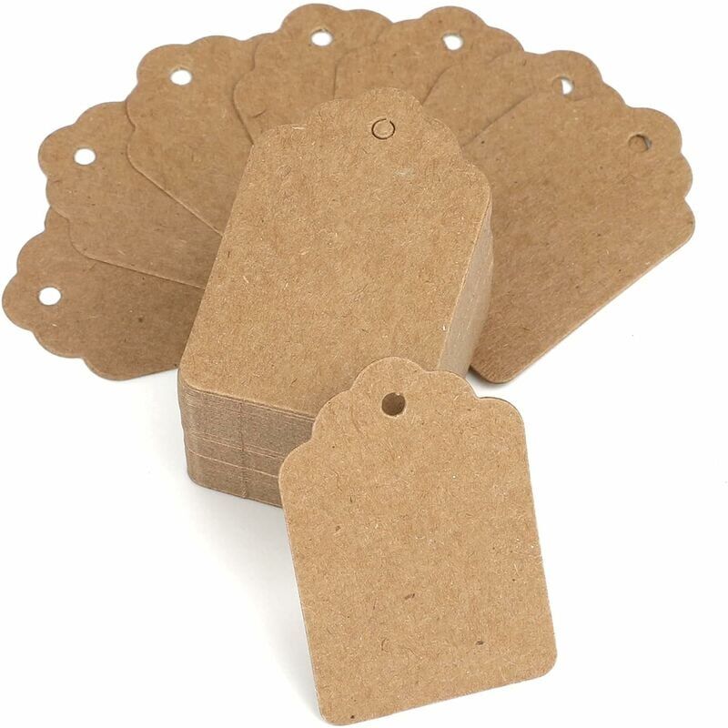 foto del prodotto snq 200 pezzi etichette per prezzi in carta kraft 3,2x5 cm etichette per negozi etichette per abbigliamento per prodotti di abbigliamento per