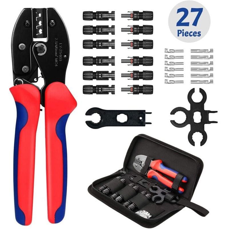 foto del prodotto snq 27 pi ces pinces sertir ensembles d outils outils de sertissage solaire 1 pince sertir 1 pince d nuder avec 6 paires m le femelle