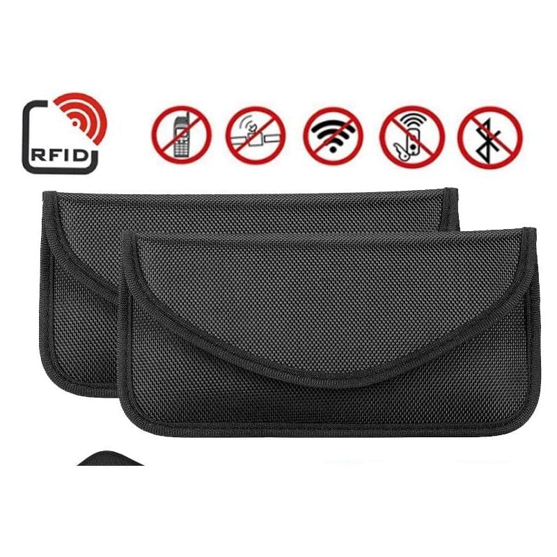 foto del prodotto snq 2x borsa antifurto rfid gratuita per blocco segnale rfid faraday, borsa antifurto rfid per chiavi auto, borsa antifurto rfid faraday nero 