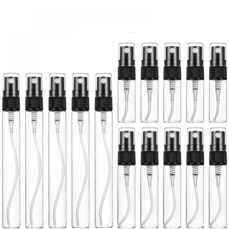 foto del prodotto snq 3 ml, 5 ml, 10 ml nero 15 pezzi flacone spray per profumo vuoto mini flacone spray in vetro ricaricabile per campione di profumo, flaconi