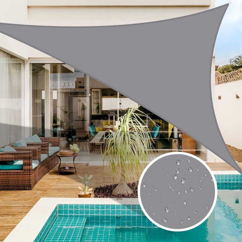 foto del prodotto snq 3 x 3 x 3 m ombrellone triangolare impermeabile con protezione solare per esterni per giardino, patio, piscina, campeggio, vela grigio 