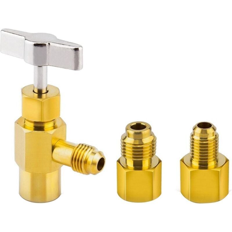foto del prodotto snq 3pcs r134a refrigerant,avec adaptateurs de r servoir,adaptateur1 2 acme,robinet de r frig rant,pour tuyau de charge de r frig rant avec