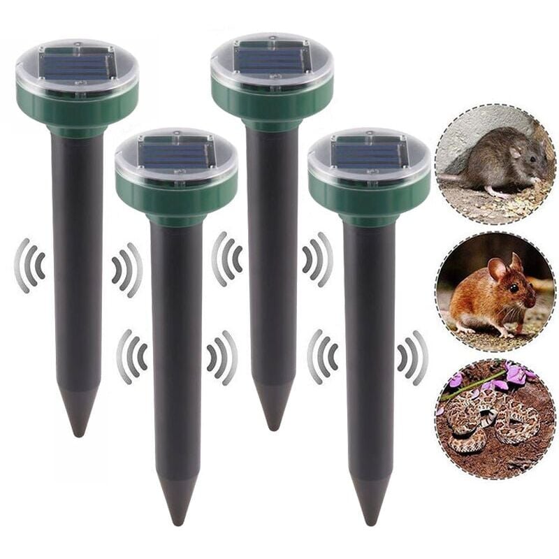 foto del prodotto snq 4 confezioni di repellente solare per talpe, repellente per animali ad ultrasuoni alimentato ad energia solare per cortile, prato, giardino,
