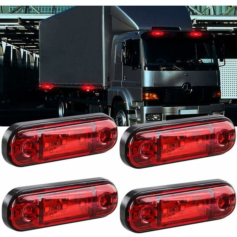 foto del prodotto snq 4 led indicatori laterali anteriori posteriori luci di posizione laterali 12v per camion camper camion camper luci di posizione laterali rosso 
