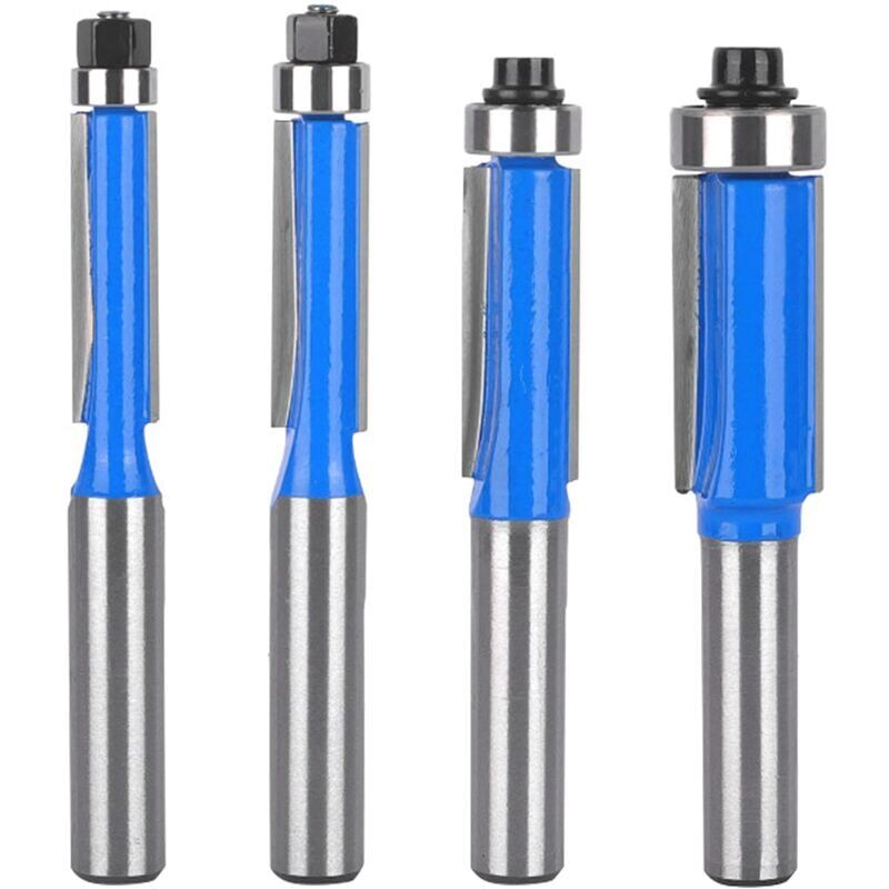foto del prodotto snq 4 pcs set fraise defonceuse 8mm tige, fraise a copier a bois, fraises pour d fonceuses avec roulement sup rieur, fraise pour affleurer, pour