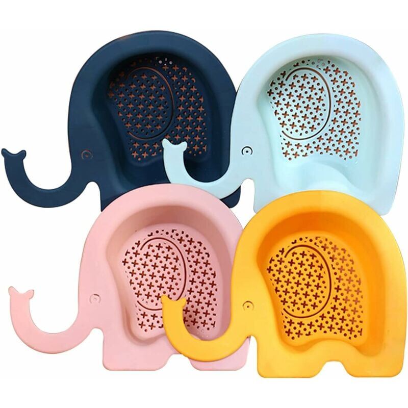 foto del prodotto snq 4 pezzi cestello per lavello da cucina, ripiano di scarico per lavello, cestello per lavello a forma di elefante, cestello di scarico per