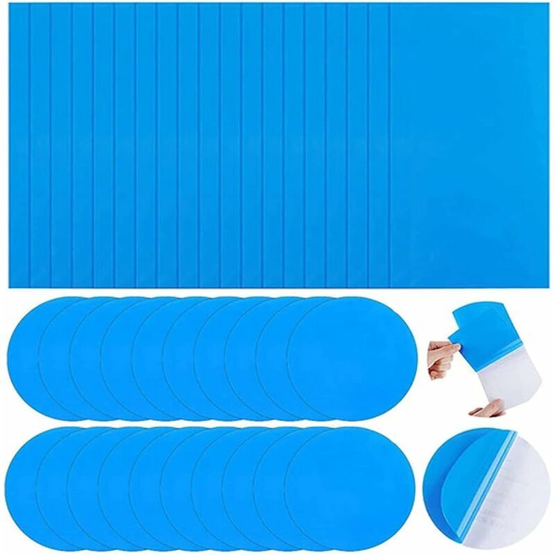 foto del prodotto snq 40 pezzi kit di riparazione toppe per piscine toppe di riparazione in pvc autoadesive per rivestimento piscina per letti gonfiabili anelli da