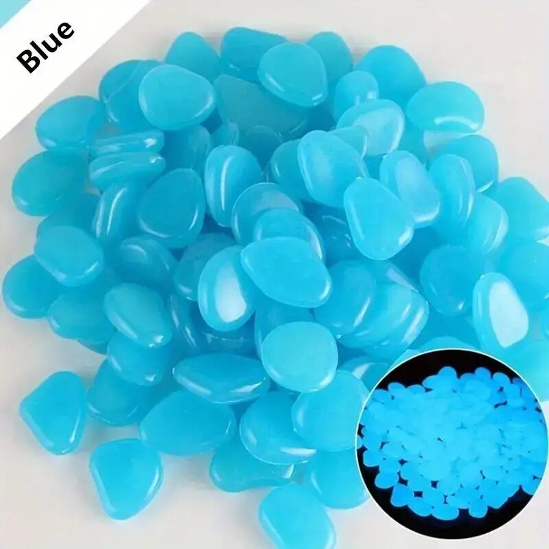 foto del prodotto snq 400 pi ces bleu pierre luminescentes, galets pierres glow in the dark pebble stones, pour aquarium fish tank garden path plantes en pot bleu 