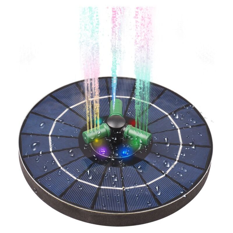foto del prodotto snq 4w pompa per fontana solare colorata, con ugello rotante a 360 luci led rgb pompa per acqua solare con spegnimento automatico fontana rotonda
