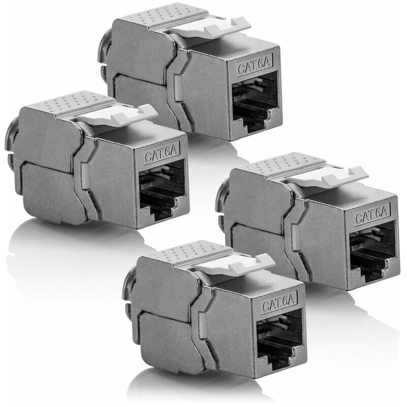 foto del prodotto snq 4x modulo keystone cat 6a jack blind stp connettore rj45 installazione snap in montaggio cavo netto cat 500mhz 10gbit s