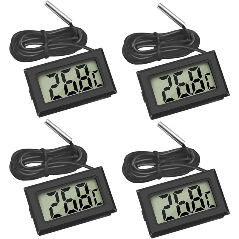 foto del prodotto snq 4x termometro digitale lcd monitor della temperatura con sonda esterna per frigorifero congelatore frigorifero acquario 4x nero 